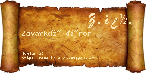 Zavarkó Áron névjegykártya