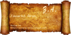 Zavarkó Áron névjegykártya